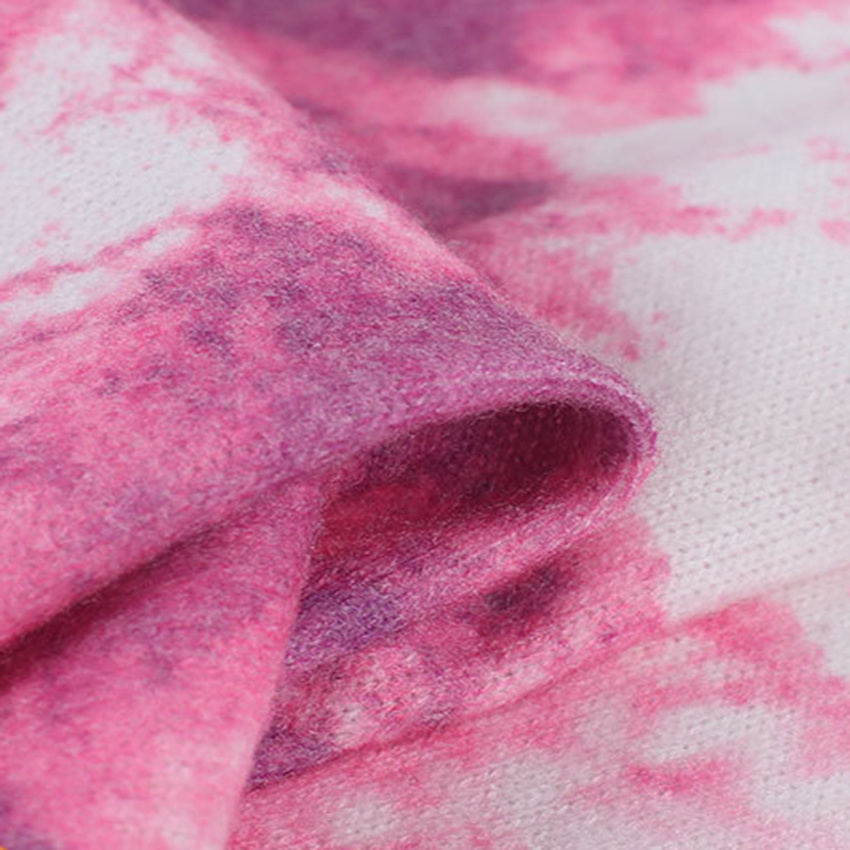 Super Soft TR Spandex Stretch Brushed Hacci Jersey Angora Merino Wool Fabric With Custom Printing