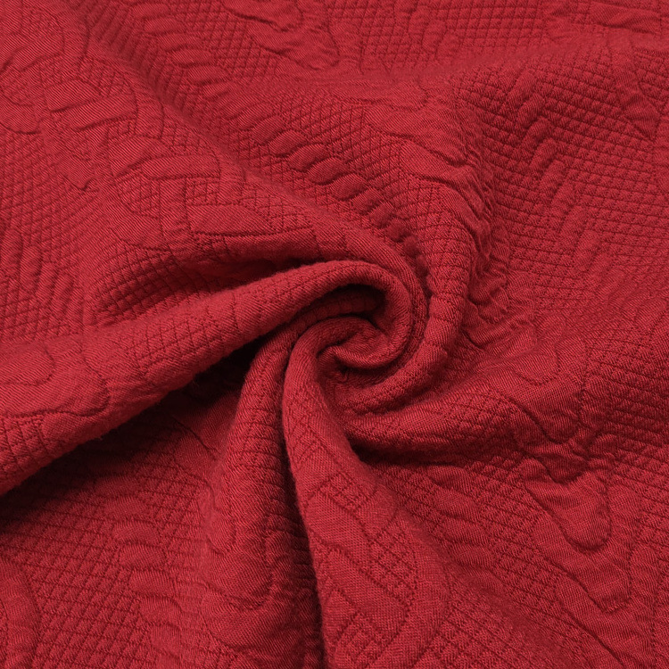 Soft Touch African Knit Jacquard Dyed In Red Color Fabrics For Winter Dress