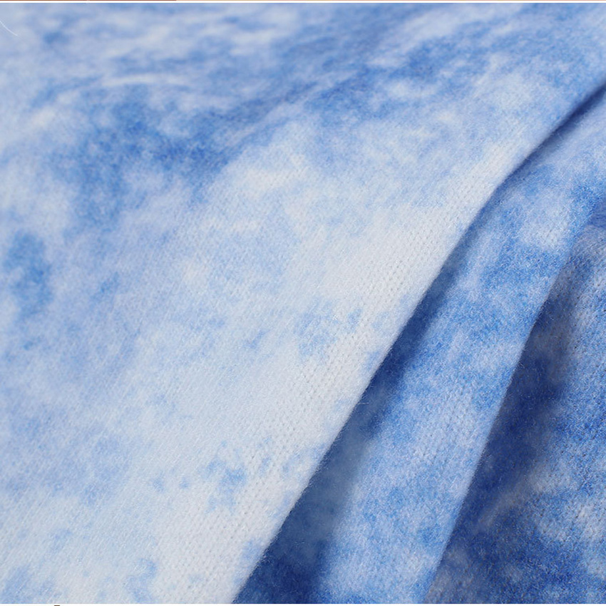 Tie Dye Stretch Jersey with Merino-like Wool Brush Fabric Hacci Brush Fabric By Yard