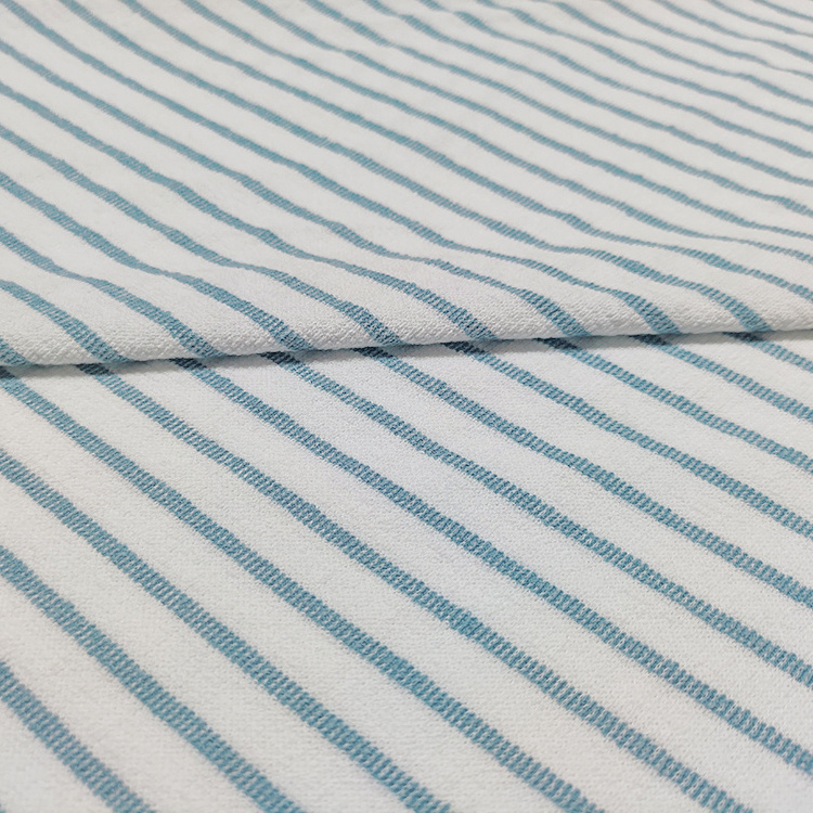 100% Certified Organic Raw Cotton Yarn Dyed YD Striped Jersey Fabric For T Shirt