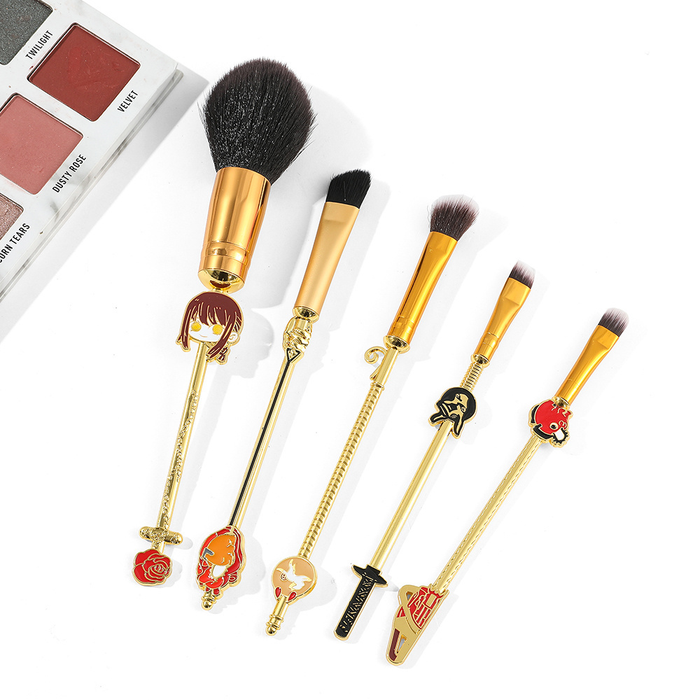 Hot Japanese Anime Chainsaw Man Makeup Brushes Set Denji Pochita Eyeshadow Brush Metal Handle Brushes Kit