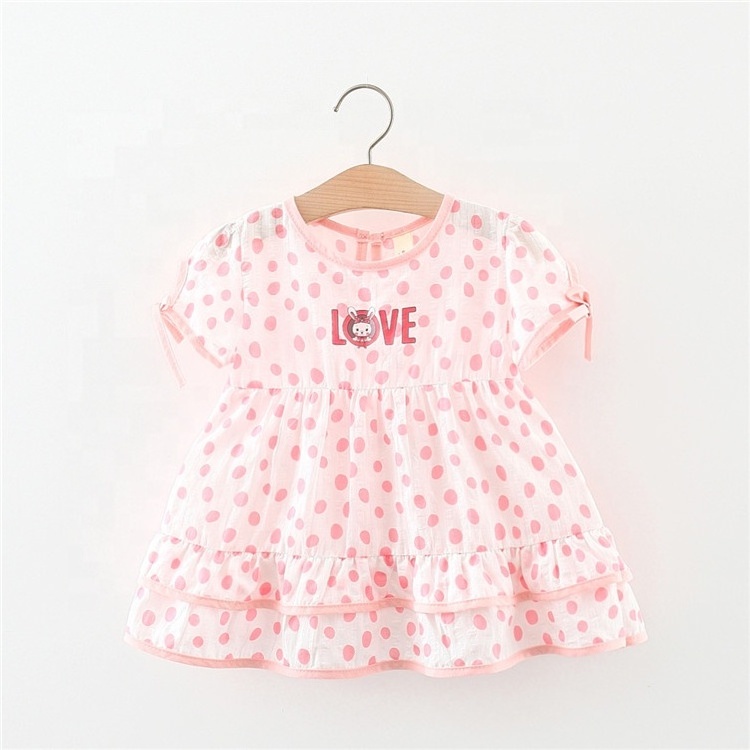 Newborn Baby Clothes Korean Cute Print Short Sleeve Kids Cotton Beach Dress Princess Baby Girl Dresses