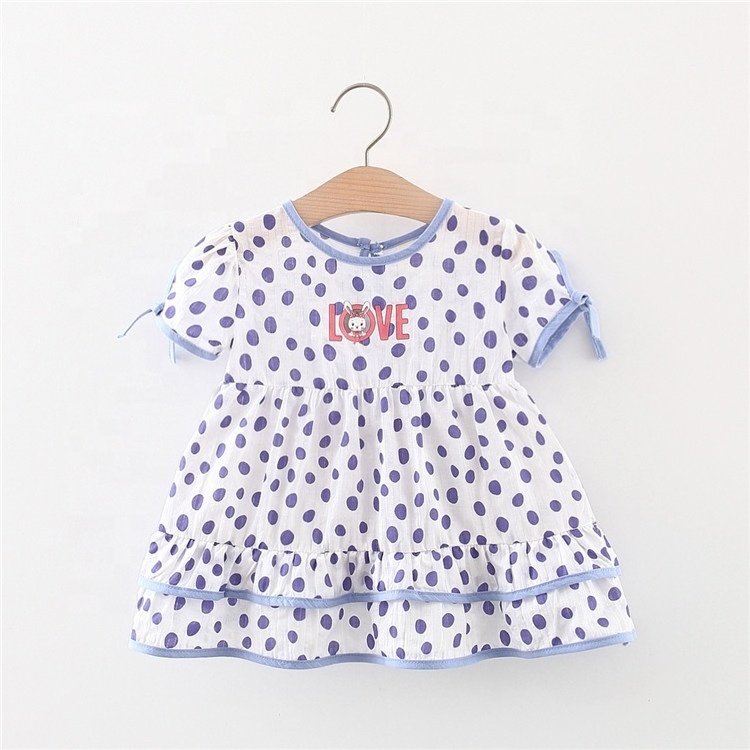 Newborn Baby Clothes Korean Cute Print Short Sleeve Kids Cotton Beach Dress Princess Baby Girl Dresses