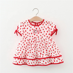 Newborn Baby Clothes Korean Cute Print Short Sleeve Kids Cotton Beach Dress Princess Baby Girl Dresses