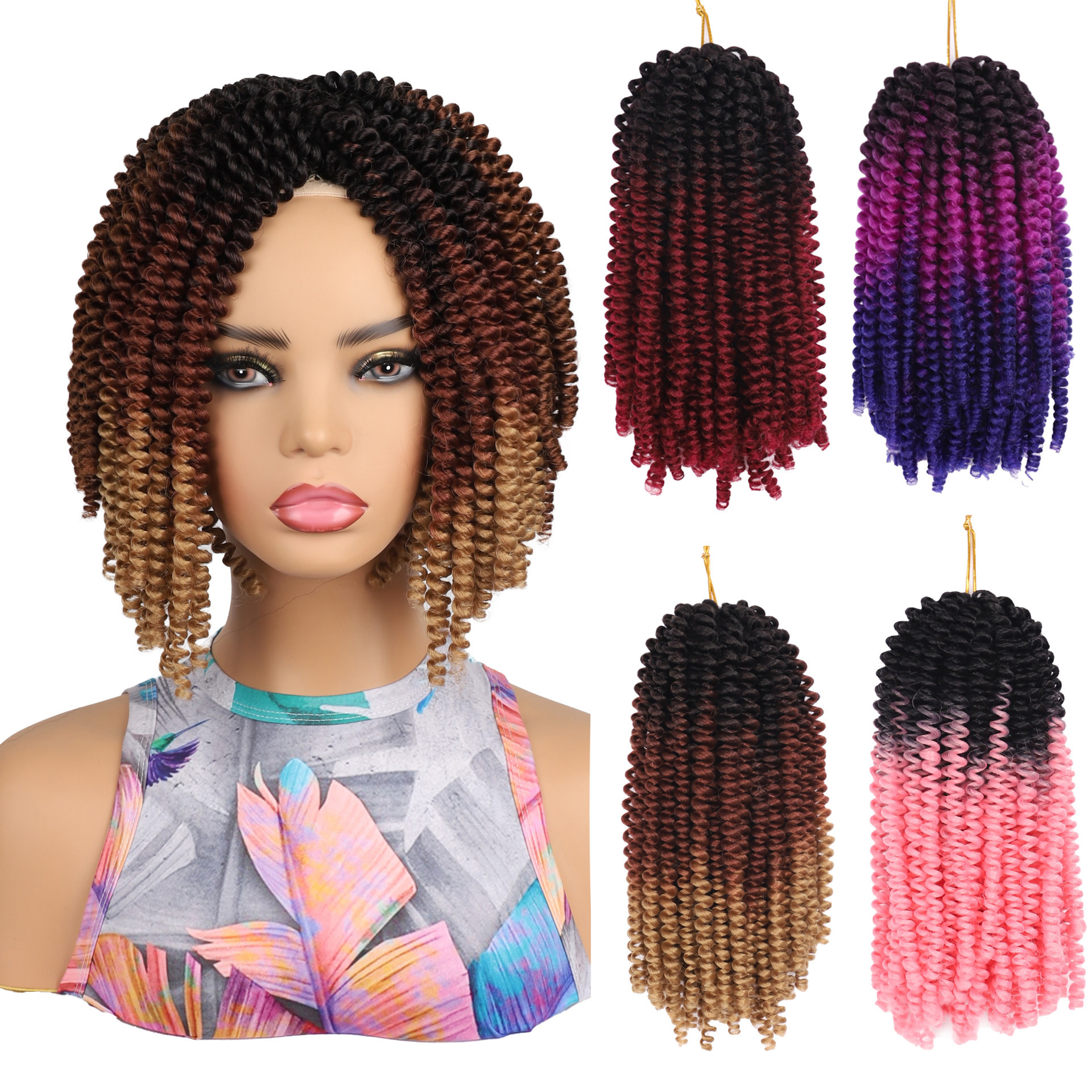 Wholesale Wig Dreadlocks Women Curved Crochet Hair Hot Exploding Head Hair Extensions Wigs Fashion