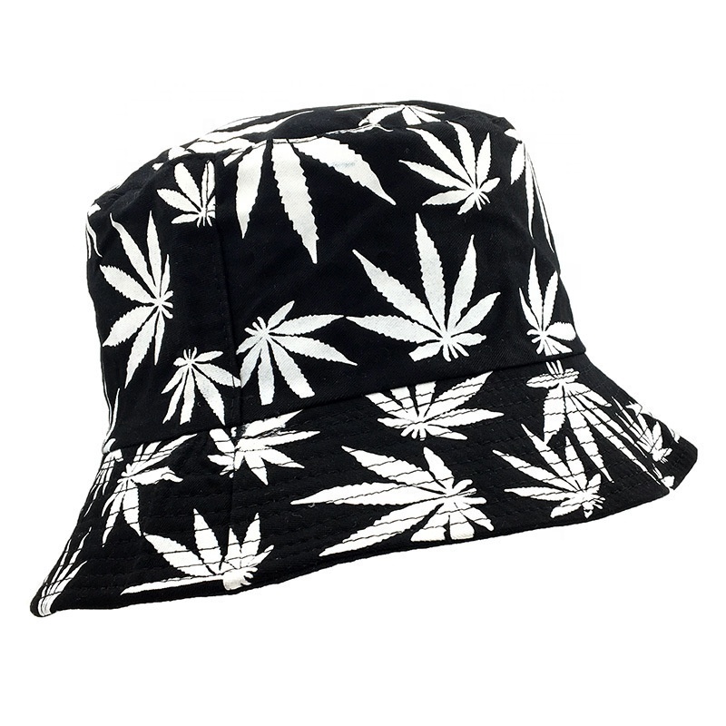 Chinese Product New Designer Fashion Unisex Maple Leaf Printed All Over Print Bucket Hat