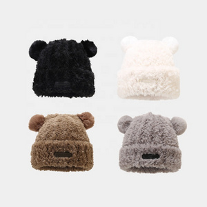 Factory Direct Price Fashion Women Autumn And Winter Knitted Soft Fluffy Beanie Hat Novelty Warn Winter Hat with Ear Flaps