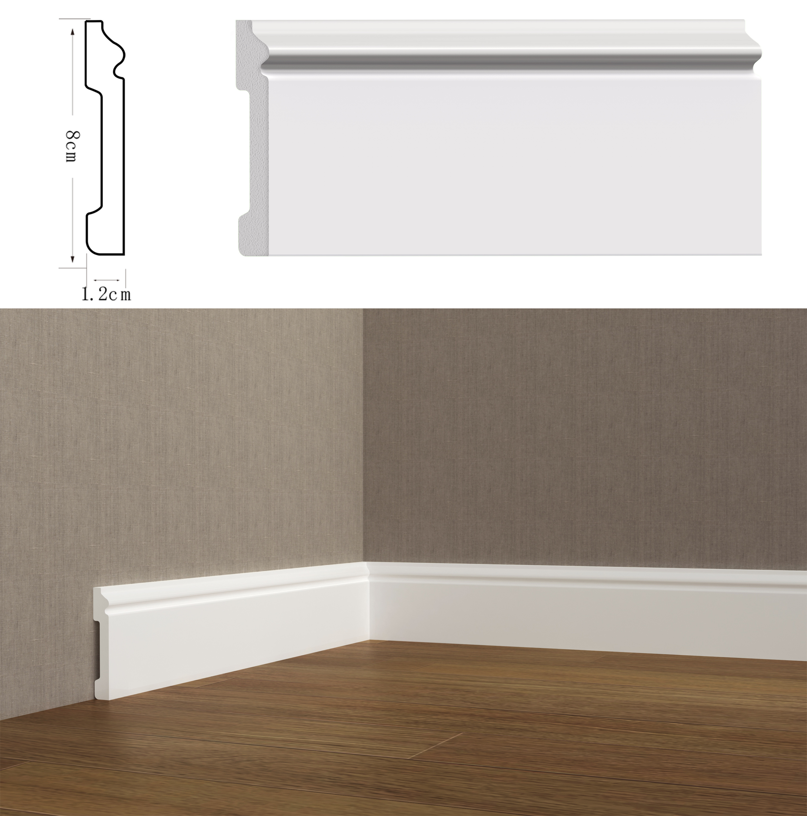 Bedroom wall protection board, plastic skirting line, waterproof skirting board