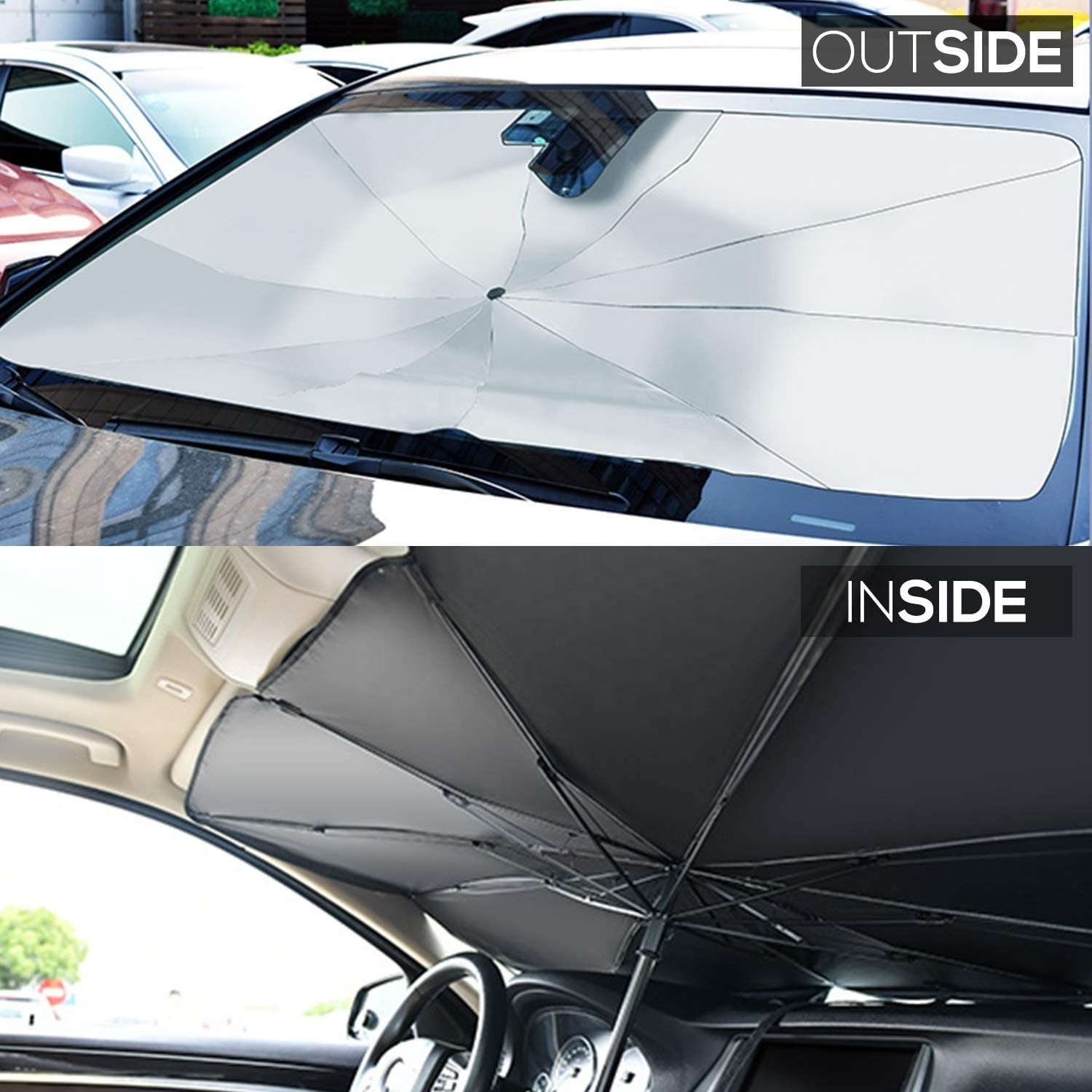 10K Portable Sliver Coating Sunshade Fold Shade front Car Windshield Sun Umbrella for Automobile