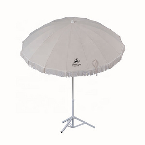 High Quality  Only Few Stocks 2.2m Beige Tassels Outdoor Beach Umbrella with Tassels