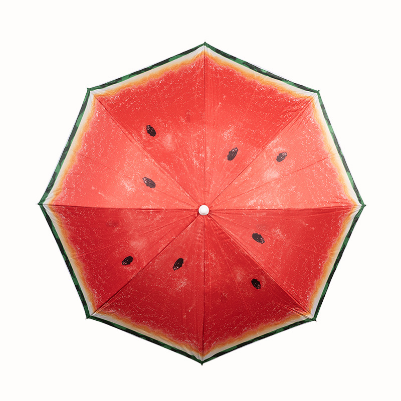 UPF50+ watermelon design digital printing beach umbrella with steel frame tilt