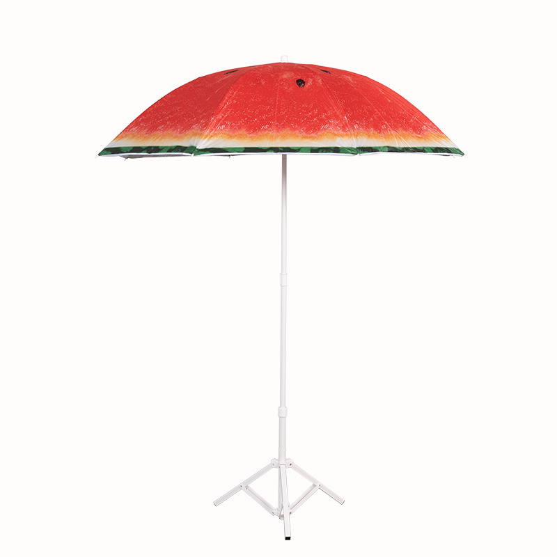 UPF50+ watermelon design digital printing beach umbrella with steel frame tilt