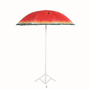 UPF50+ watermelon design digital printing beach umbrella with steel frame tilt