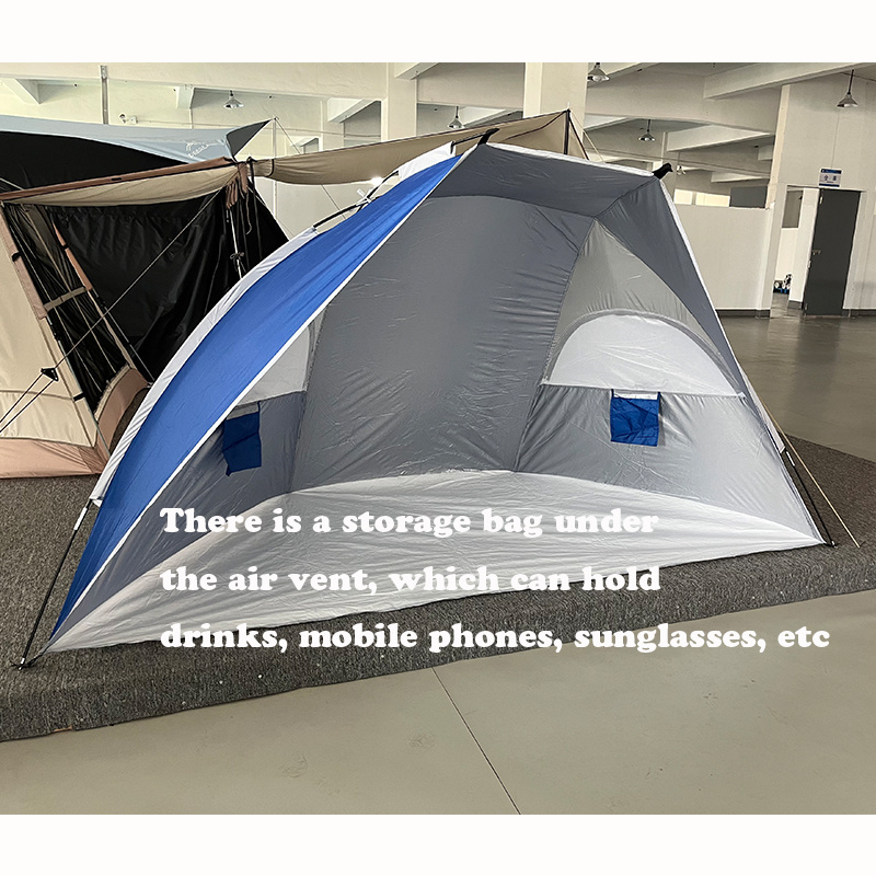 UPF50+ Outdoor Sun Shelter Canopy 2 Person Portable Beach Umbrella Tent With 2Pcs Air Vent