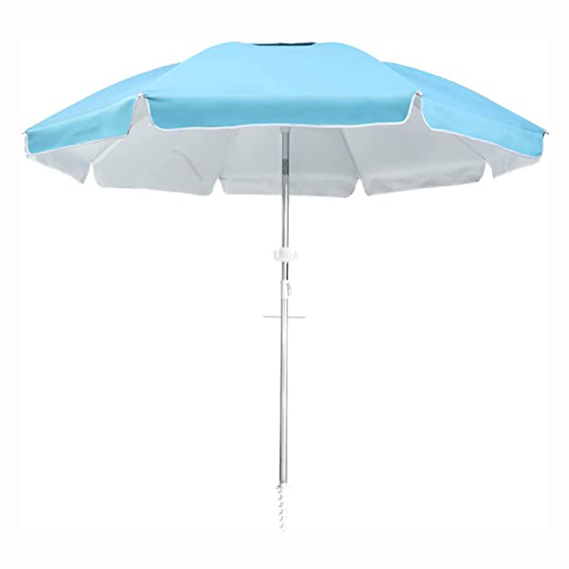 7.5 Feet Aluminum Pole with Zinc Tilt Solid Color Polyester Fabric with Sliver Coating Picnic Beach Umbrella