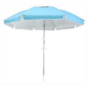 7.5 Feet Aluminum Pole with Zinc Tilt Solid Color Polyester Fabric with Sliver Coating Picnic Beach Umbrella