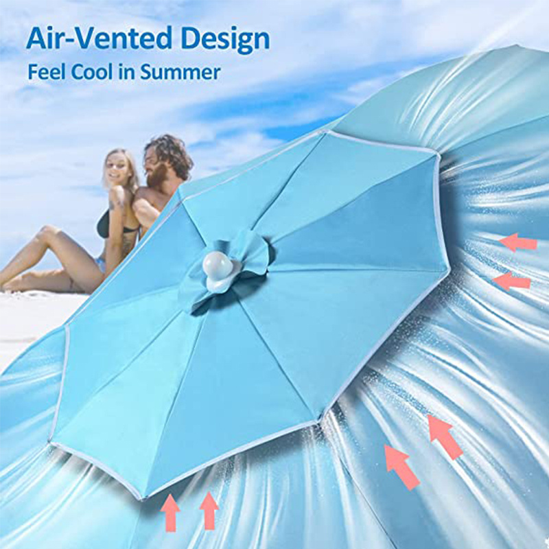 7.5 Feet Aluminum Pole with Zinc Tilt Solid Color Polyester Fabric with Sliver Coating Picnic Beach Umbrella