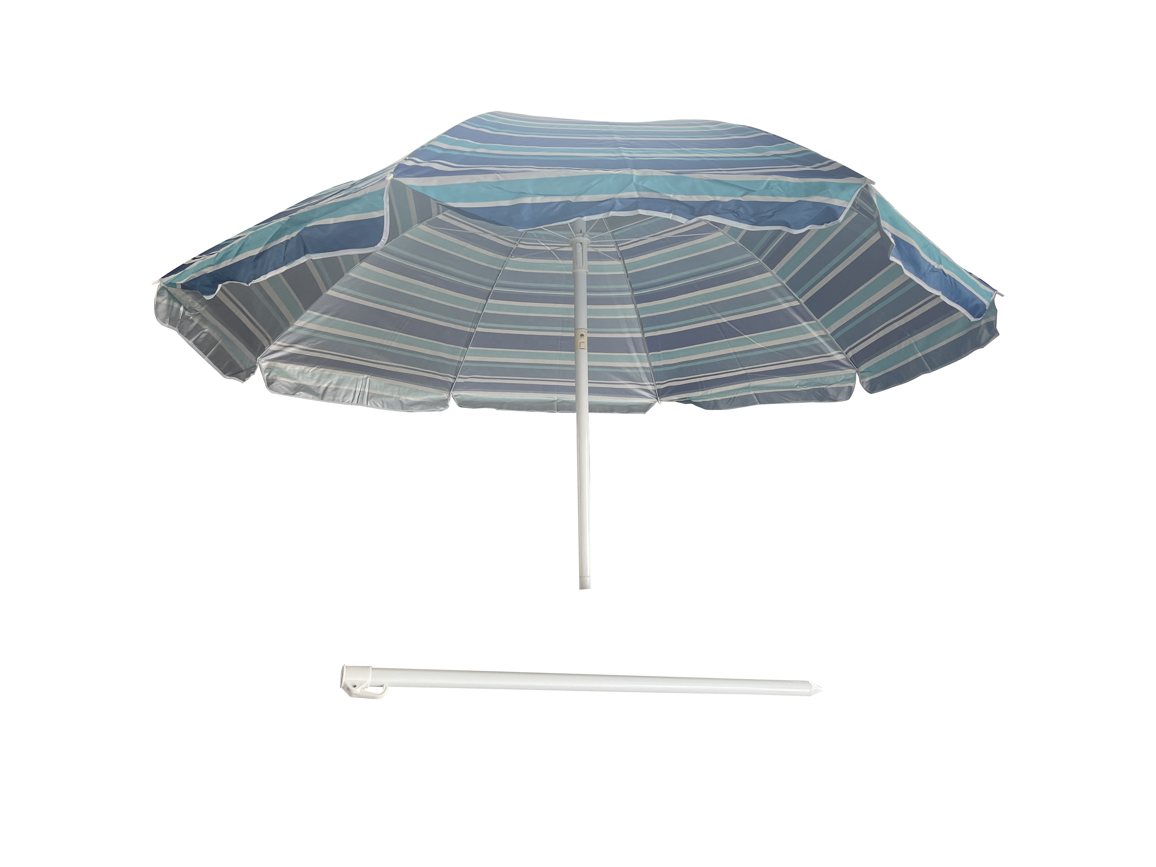 Hot 7FT Blue Stripe Beach Umbrella  Air-vent Canopy Outdoor UV 50+ Potable with  Carry Bag