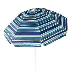 Hot 7FT Blue Stripe Beach Umbrella  Air-vent Canopy Outdoor UV 50+ Potable with  Carry Bag