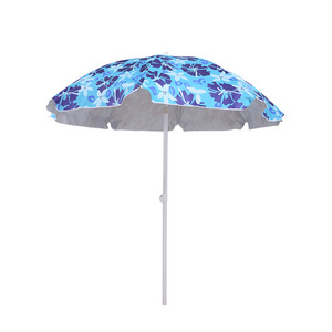 Custom Easy to Carry Sliver Coated Inside UV Protection Flower Printed Beach Umbrella for Travel and Beach Side