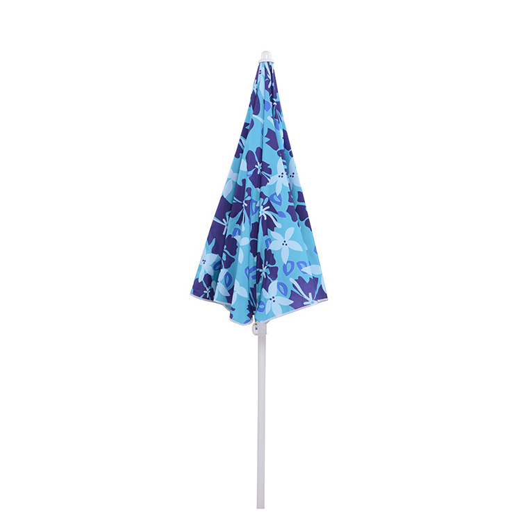 Custom Easy to Carry Sliver Coated Inside UV Protection Flower Printed Beach Umbrella for Travel and Beach Side