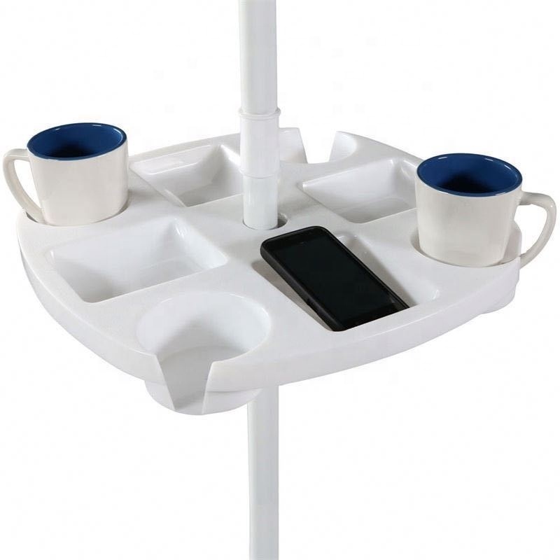 Promotion Medium-Sized Plastic  Beach Umbrella Table Tray with 4 Cup Holder and Holes on the Side