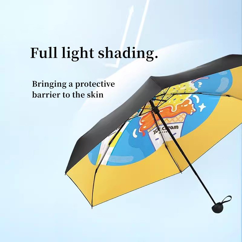 Black Coating Capsule Umbrella UV Protection and Waterproof Umbrella Five Folding Umbrella for Women