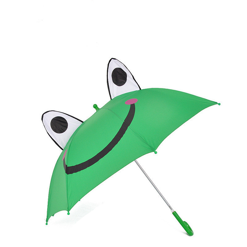 Custom Frog Animal Cartoon Shape Kid Umbrella Straight Handle 3D Ear Cute Umbrella For Baby Girl and Boys