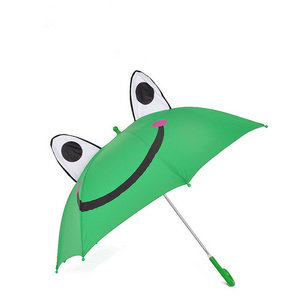 Custom Frog Animal Cartoon Shape Kid Umbrella Straight Handle 3D Ear Cute Umbrella For Baby Girl and Boys