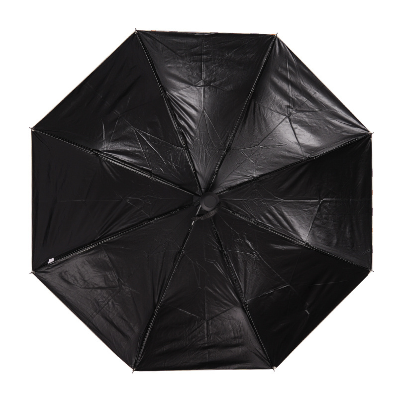 Full Print Cute Bear Logo 3 fold Polyester Automatic Black Vinyl Coating UV Resistant Umbrella