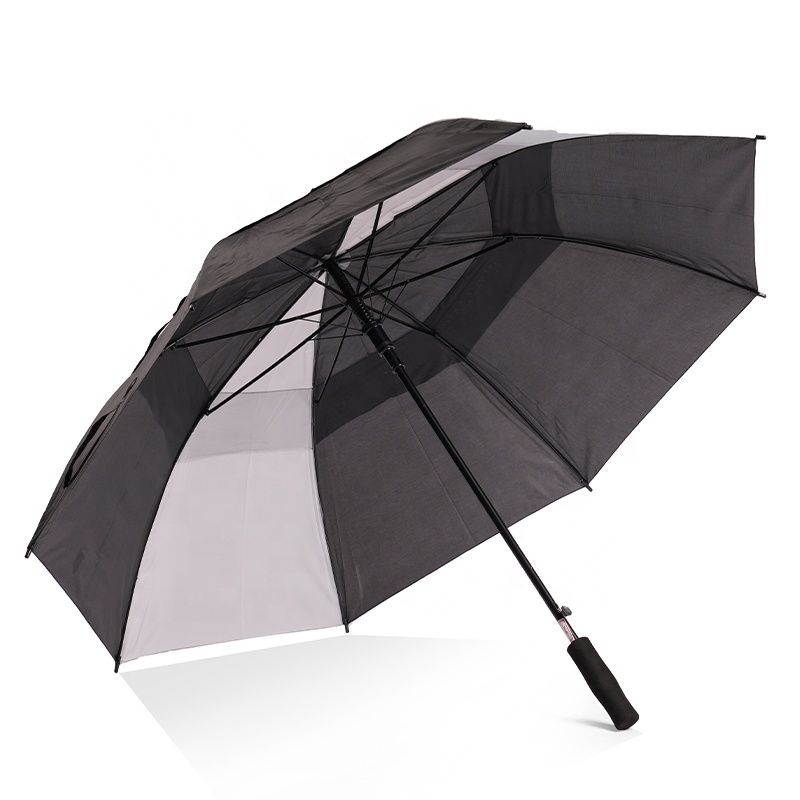 Wholesale 8K Black and White Straight umbrella Travel Manual Umbrella Golf Umbrella