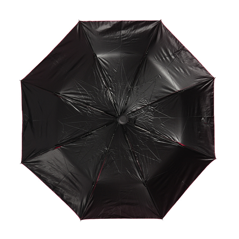 Flower logo Logo 3 fold Black Coating Automatic UV Resistant Umbrella Travel Umbrella