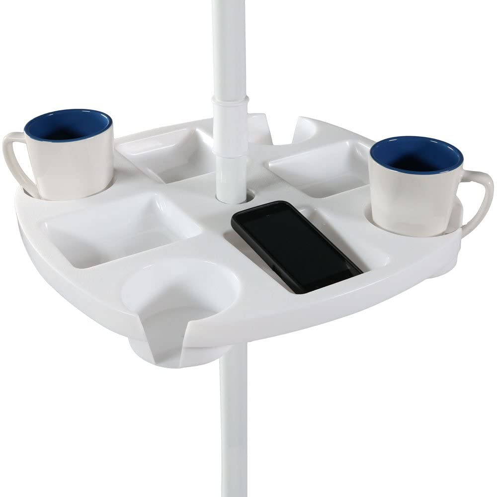 High Quality White Color 4 Drink Holder and Tray Slots Outdoor Beach Umbrella Table