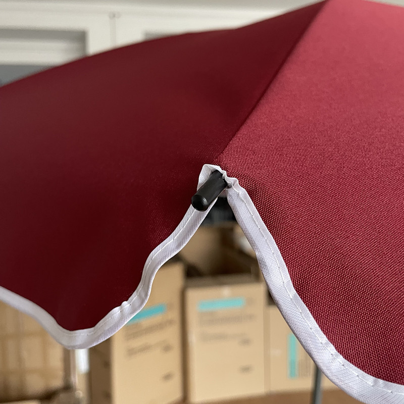 Custom 180g Polyester Wine Red Umbrella Parasol Beach Umbrella with Black Coating