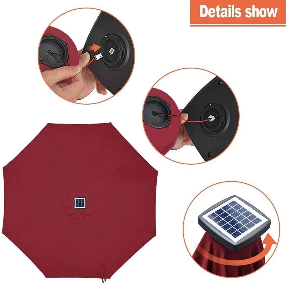 New Design UV Resistant Garden Balcony Patio Solar LED Light Umbrella