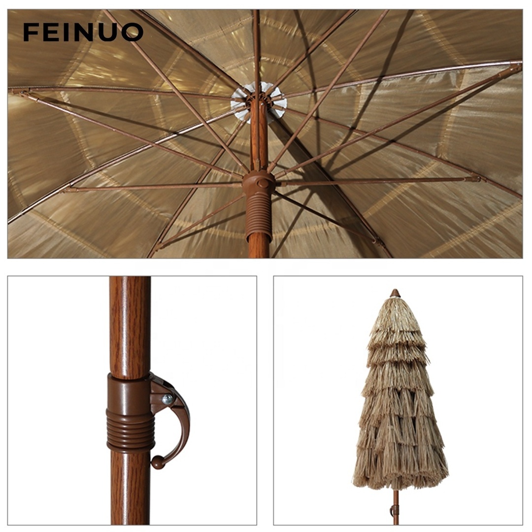 2022 high quality 2.2m outdoor thatch roof beach umbrella durable parasol straw umbrella