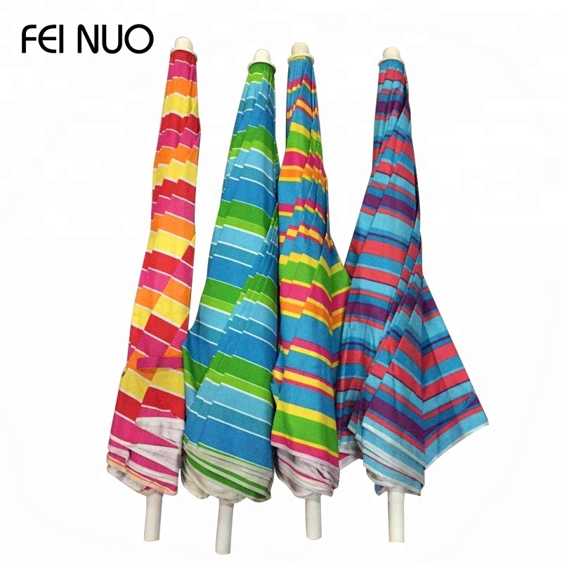 BSCI Factory Hot Selling OEM 2.0M Stripe or Solid Outdoor Beach Umbrella