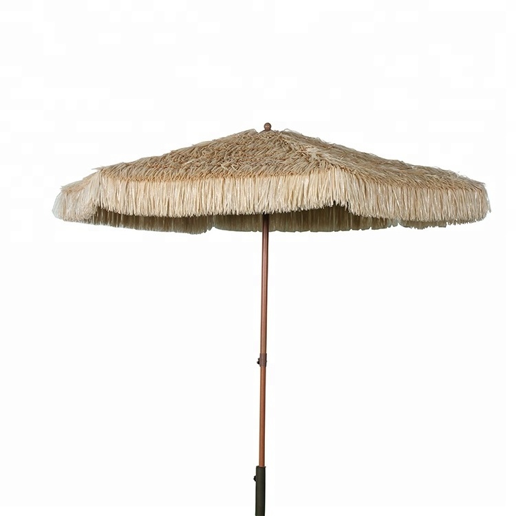 Wholesale custom outdoor patio hawaii straw beach parasol umbrella for sun protection