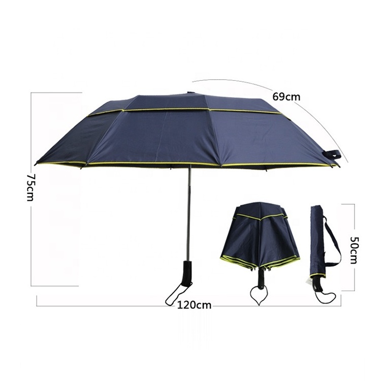 Good quality 27 inch 2 fold travel two person double layer mini golf umbrella