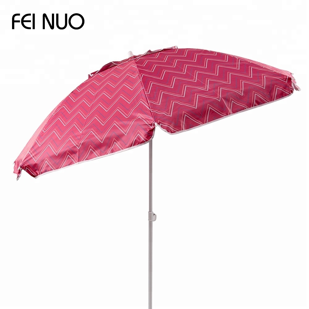 Unique style tilt printing umbrella with fringe air vent parasol beach umbrella made in China