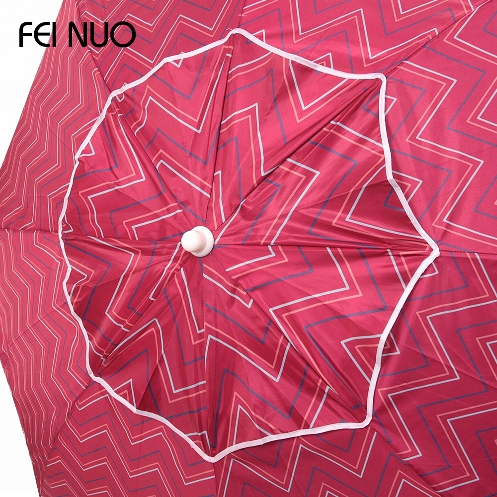 Unique style tilt printing umbrella with fringe air vent parasol beach umbrella made in China