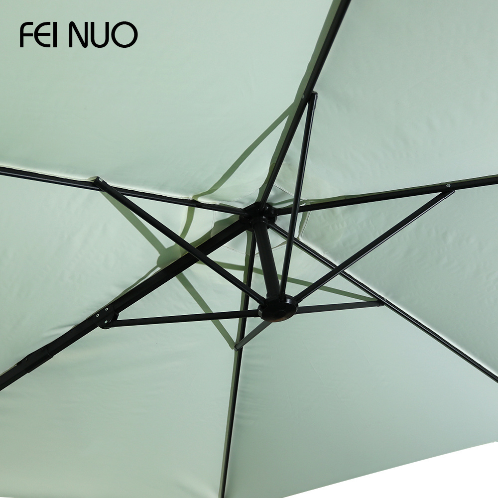 New arrival custom 3m aluminum cantilever banana patio parasol restaurant umbrella cafe with base