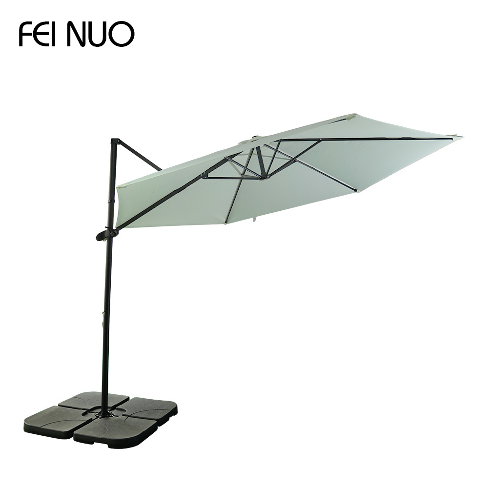 New arrival custom 3m aluminum cantilever banana patio parasol restaurant umbrella cafe with base