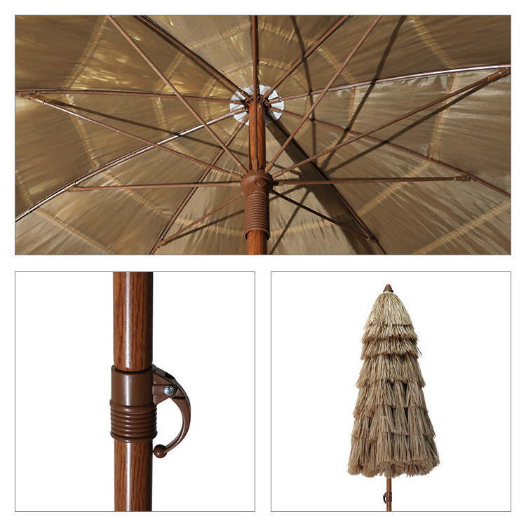 Special design steel frame hawaiian sunday outside beach fringe patio umbrella with tassels