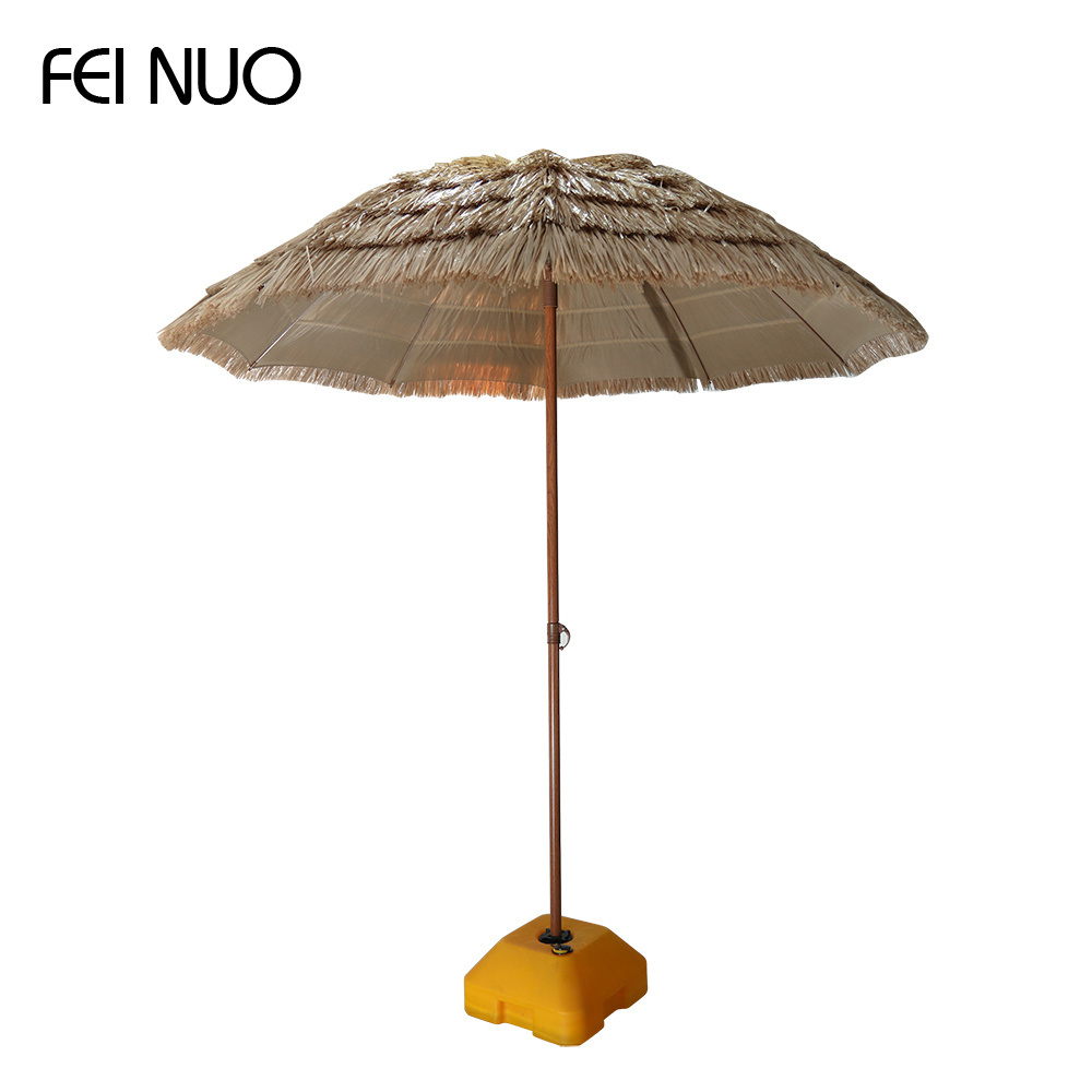 Special design steel frame hawaiian sunday outside beach fringe patio umbrella with tassels