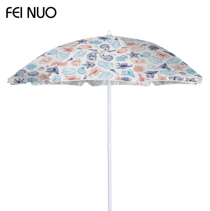 High Quality 120G Polyester with Sliver Coating 4 Pattern Design 8K Beach Umbrella with Flap Steel Tilt