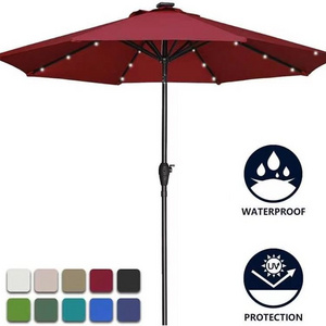 New Design UV Resistant Garden Balcony Patio Solar LED Light Umbrella