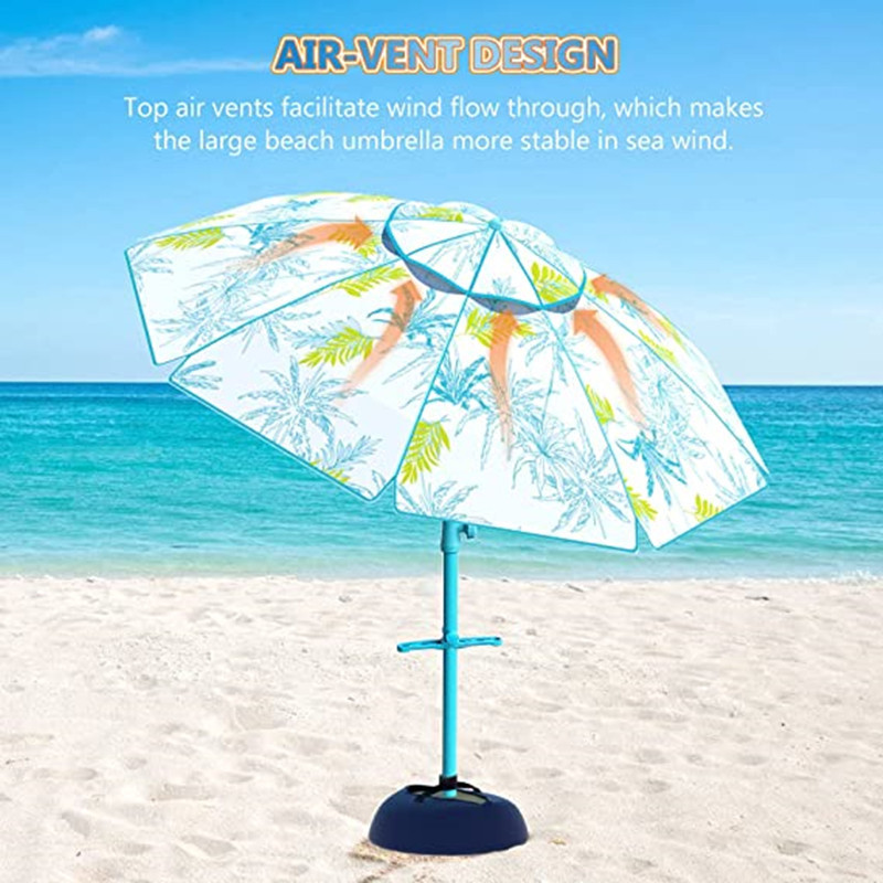 UPF 50+ PU Coating 6.5ft Heavy Duty Window Tilt foldable Beach Parasol Umbrella with Tray Sand Anchor