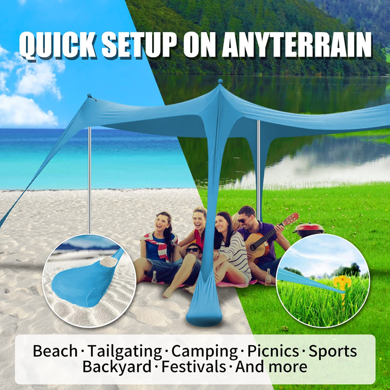 Pop Up Canopy Tent 10x10 FT Easy Set UPF50+ 2-6 Person Beach Canopy Tent Sun Shelter Camping Tent