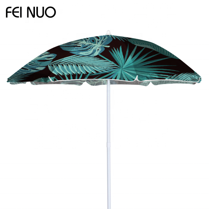 High Quality 120G Polyester with Sliver Coating 4 Pattern Design 8K Beach Umbrella with Flap Steel Tilt